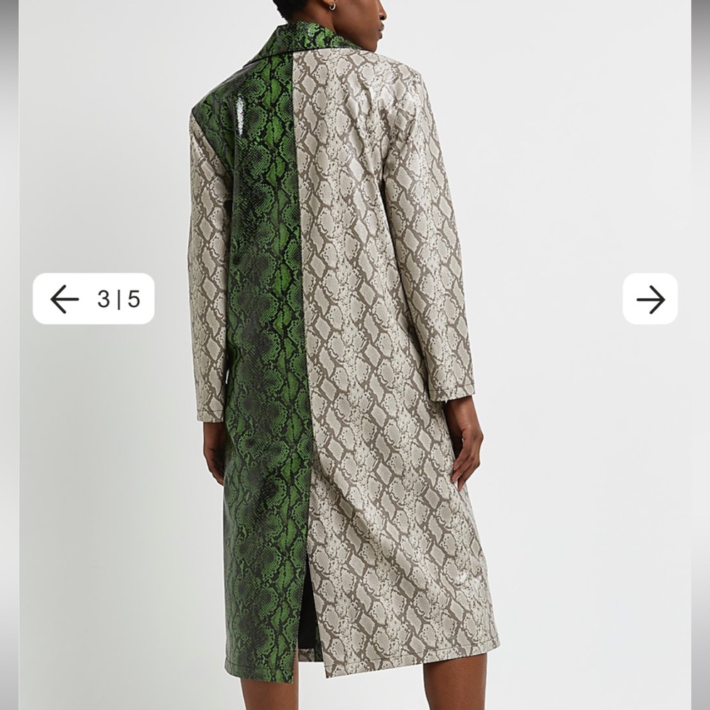 River Island Animal Crocodile Print Faux PU Leather Unique Print Coat - Picture 2 of 8